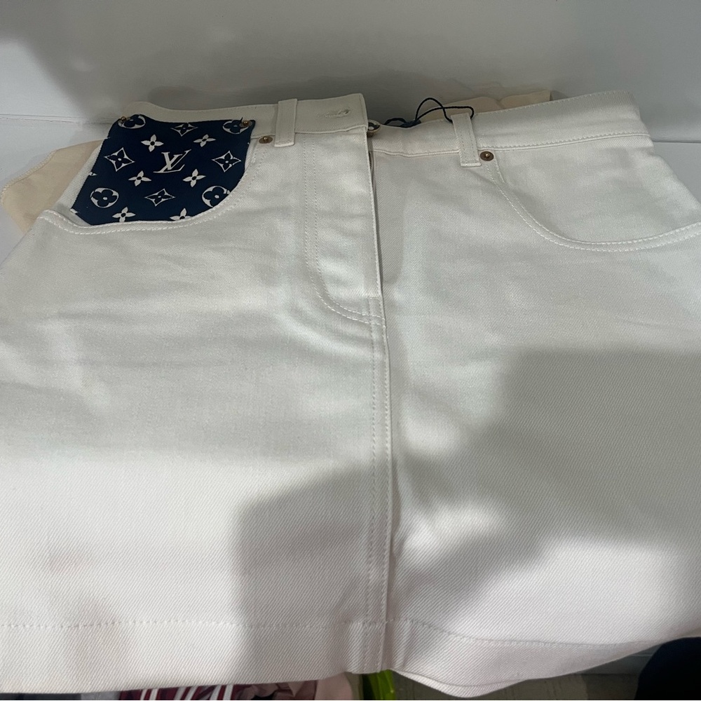 Louis Vuitton White and Blue Skirt